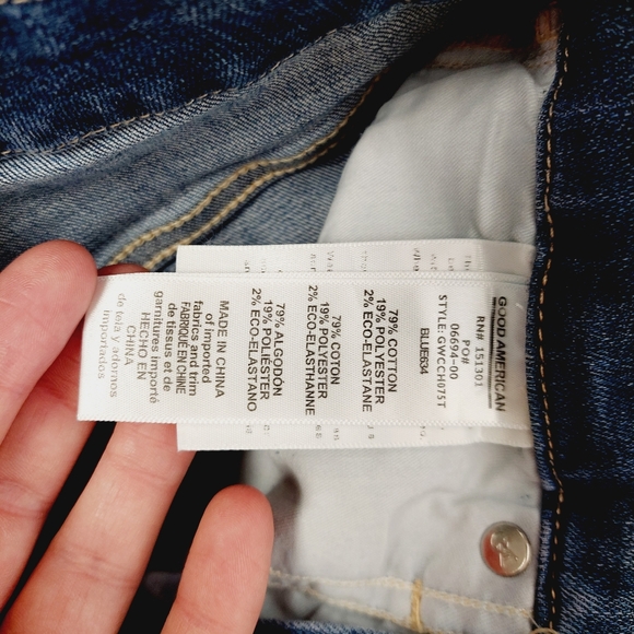 New Good American Good Waist Blue Crop Jeans P3095 - Picture 9 of 10